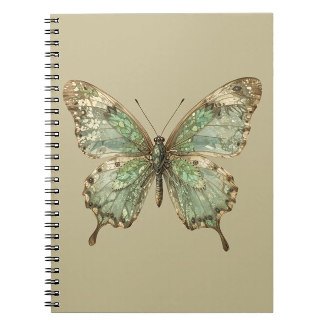 Carnet Papillon Orné aux Ailes à Motif de Feuille (Devant)
