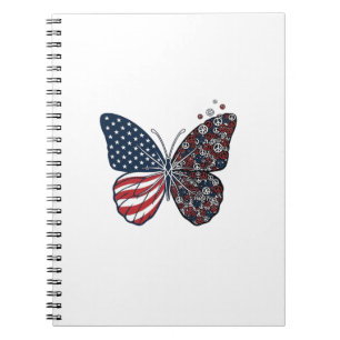 Carnet Papillon patriotique vintage de la paix Vector Art
