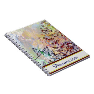 Carnet Papillon personnalisé, libellule et fleurs
