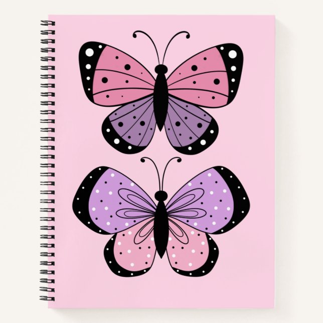 Carnet Papillon rose et violet (Devant)