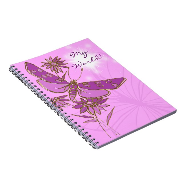 Carnet papillon rose violet (Côté Droit)