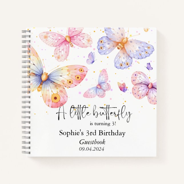 Carnet Papillon rose violet Tous les âges Anniversaire Li (Devant)