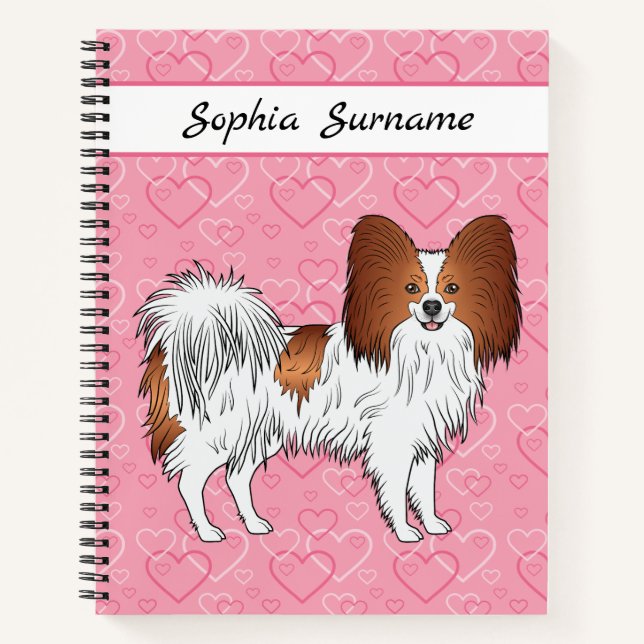 Carnet Papillon Rouge Et Blanc Mignon Chien Sur Coeurs Ro (Devant)