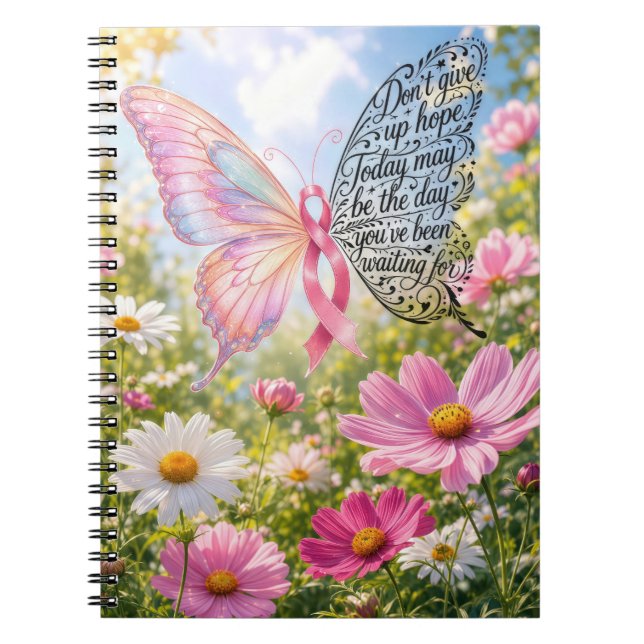 Carnet Papillon Ruban Rose avec Citation Inspirante (Devant)