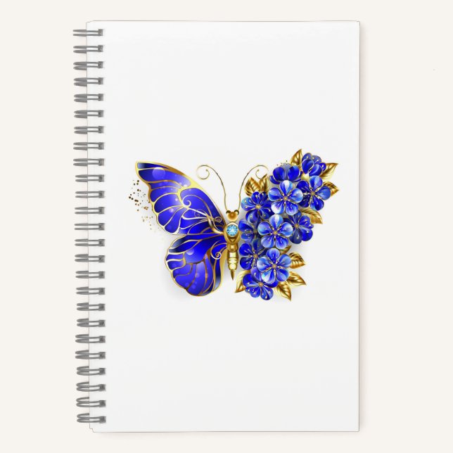 Carnet Papillon saphir à fleurs (Recto)