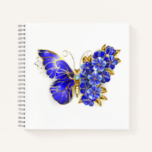 Carnet Papillon saphir à fleurs