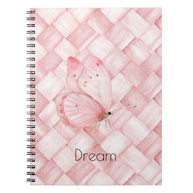 Carnet Papillon Tissage Panier Rose (Devant)