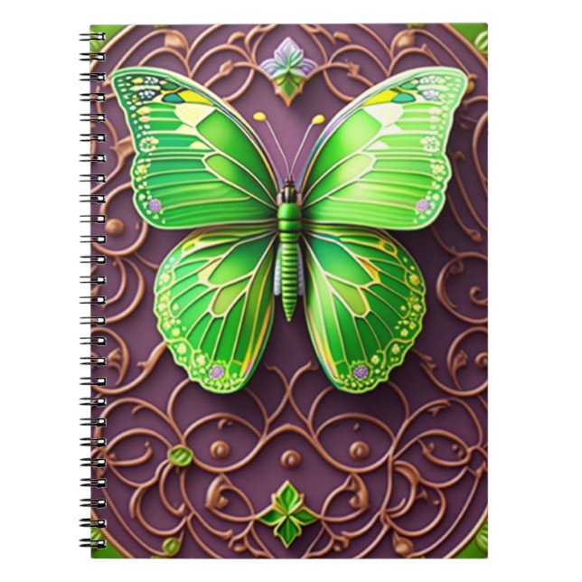 Carnet Papillon vert en optique 3D (Devant)