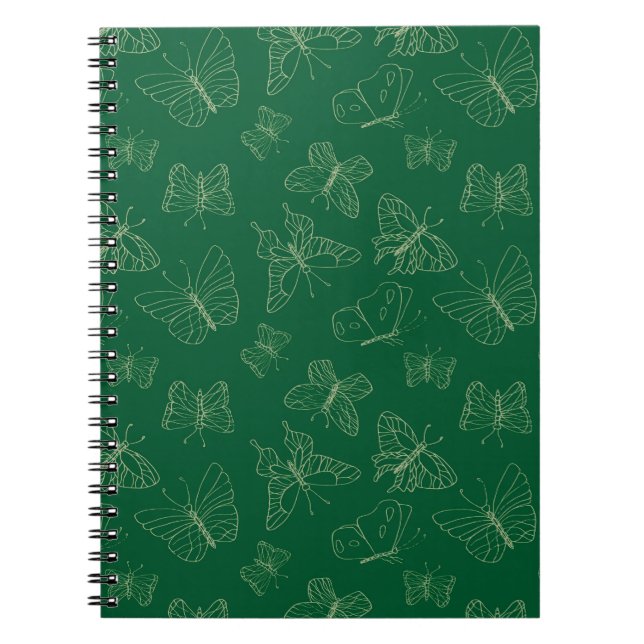 Carnet Papillon vert foncé imprimé, inspiré par la nature (Devant)