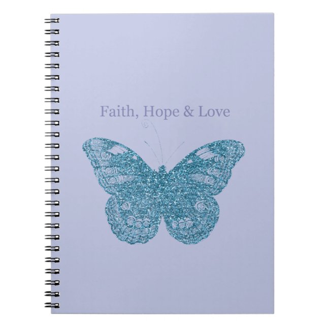 Carnet Papillon Violet Foi, Espoir, Amour (Devant)