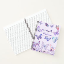 Papillons Aquarelle Fleurs Sauvages Jardin Lilas