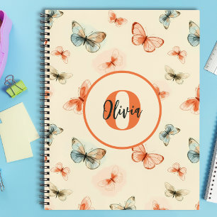Carnet Papillons aquarelle moderne Monogramme