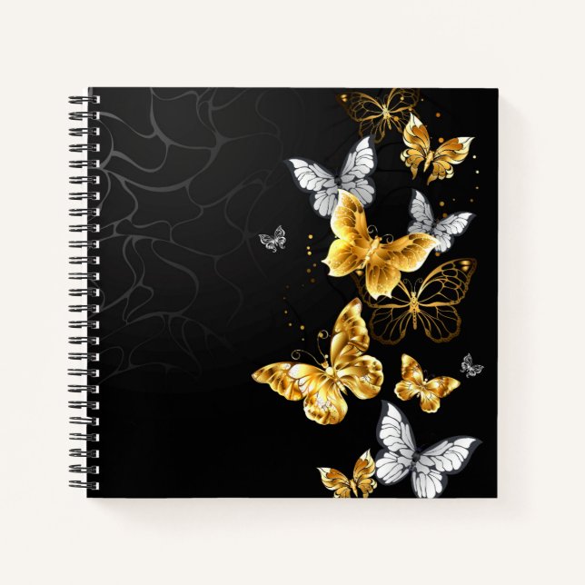 Carnet Papillons blancs et dorés (Devant)