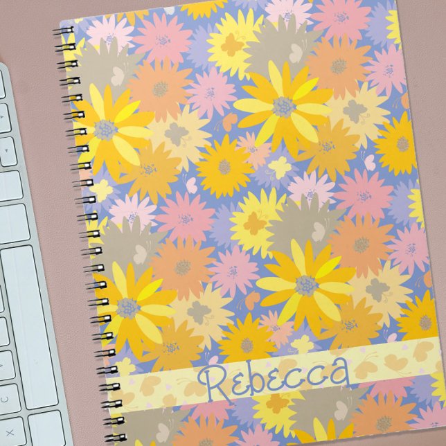 Carnet Papillons colorés dans les fleurs Personnalisé (Créateur téléchargé)