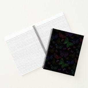 Carnet Papillons couleur noir et arc-en-ciel volants