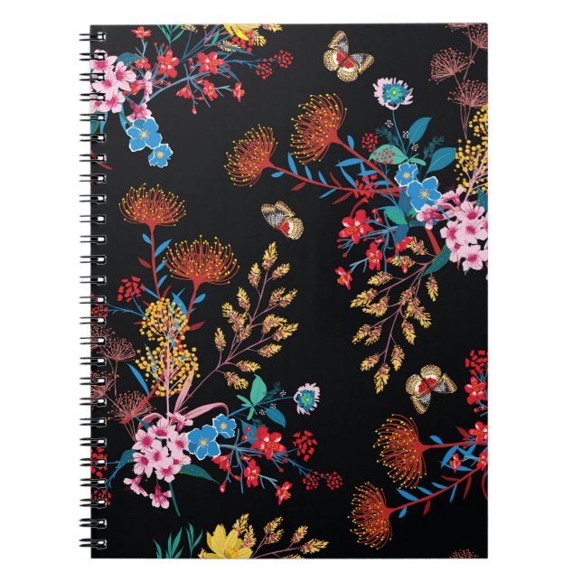 Carnet Papillons de jardin fleuris Style Liberty (Devant)