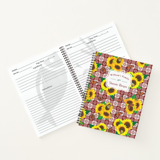 Carnet Papillons de tournesol En vichy rouge Recette (Intérieur)