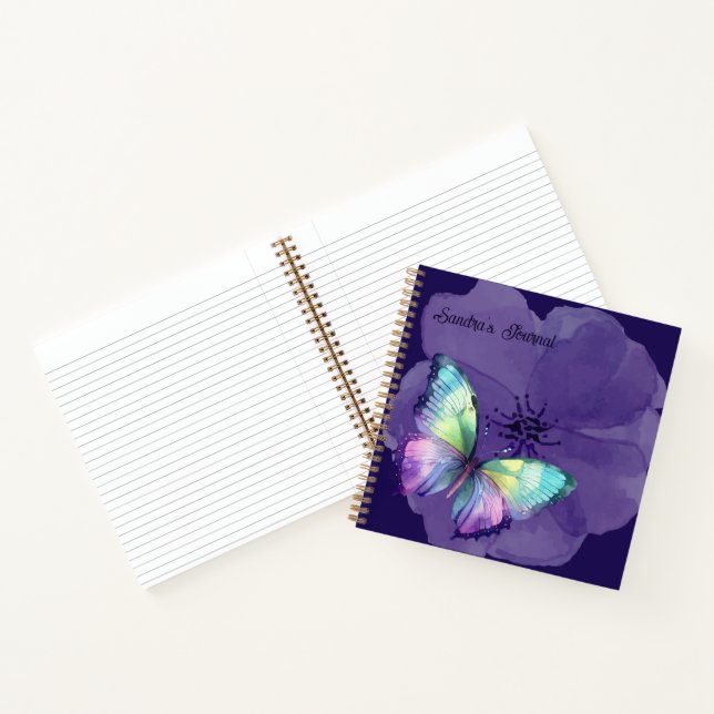 Carnet Papillons et fleurs d'aquarelle personnalisés (Intérieur)