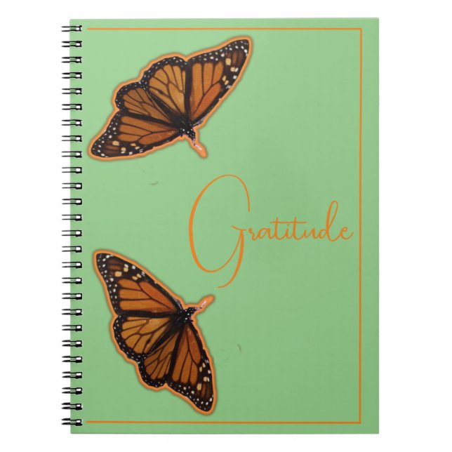 Carnet Papillons "Gratitude" à deux monarques (Devant)