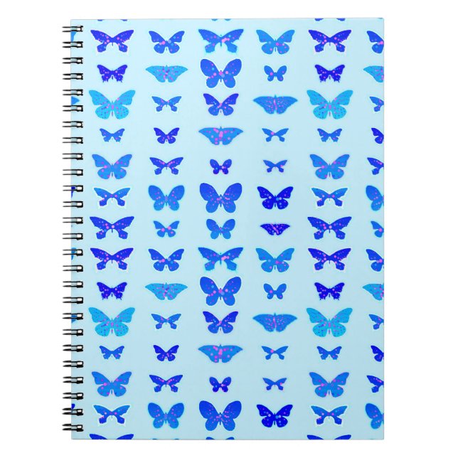 Carnet Papillons, indigo, arrière - plan bleu ciel (Devant)