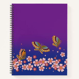 Carnet Papillons Japonais Au Milieu Du Sakura Fleurit Vio