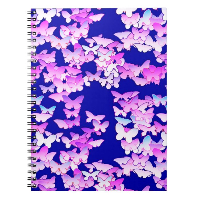 Carnet Papillons, lavande et bleu foncé (Devant)