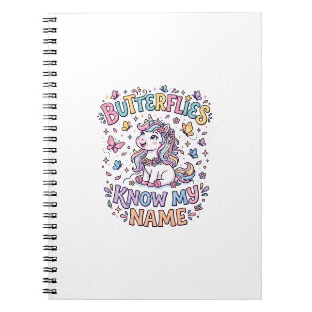 Carnet Papillons Licorne Connaissent Mon Nom Charmant Art (Devant)