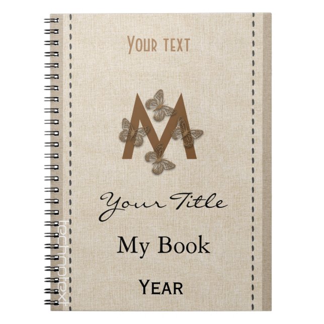 Carnet Papillons Mets Personnalisés Monogramme Linge Look (Devant)