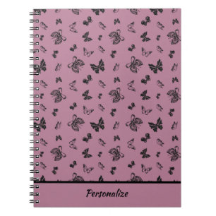 Carnet Papillons miniature violet et noir Personnaliser