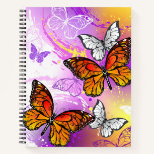 Carnet Papillons Monarque sur Arrière - plan pourpre