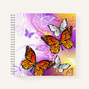 Carnet Papillons Monarque sur Arrière - plan pourpre