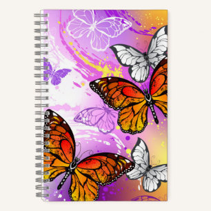 Carnet Papillons Monarque sur Arrière - plan pourpre