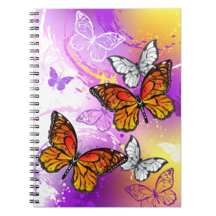 Carnet Papillons Monarque sur Arrière - plan pourpre
