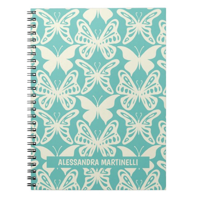Carnet Papillons naturels Conception mignonne sur Turquoi (Devant)