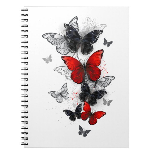 Carnet Papillons noirs et rouges volants (Devant)