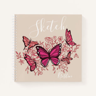Carnet Papillons pourpres Avec Nom Sketchbook