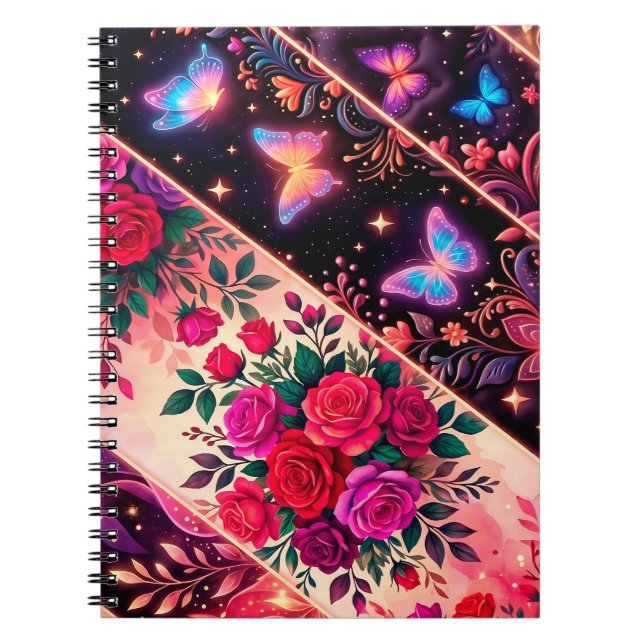 Carnet Papillons, rêves floraux et élégance dorée (Devant)