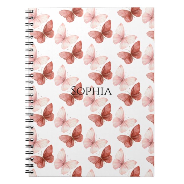 Carnet Papillons roses rouges   (Devant)