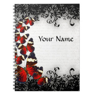 Carnet Papillons rouges sur la dentelle noire