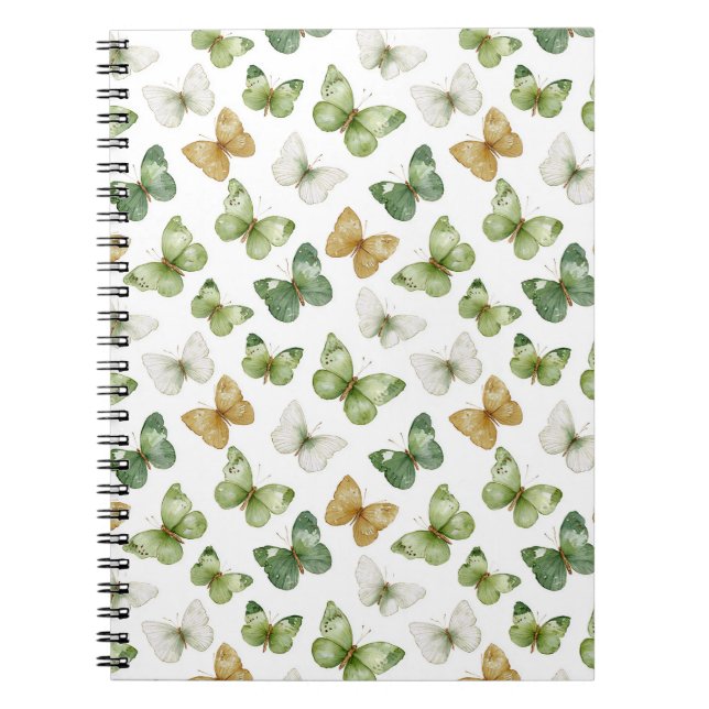 Carnet Papillons verts bronzés blancs (Devant)