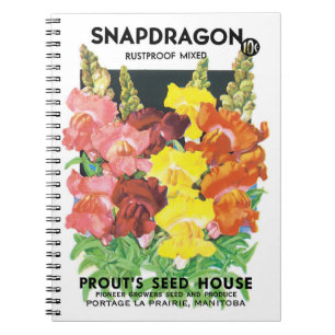 Carnet Paquet de semences vintage Art Étiquette, Fleurs S