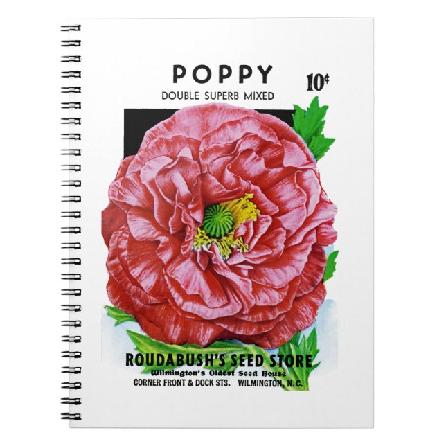 Carnet Paquet de semences Vintage Poppy (Devant)