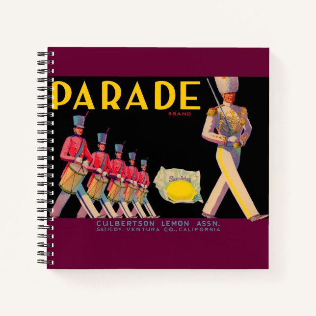 Carnet Parade citron crate imprimé étiquette des années 1 (Devant)