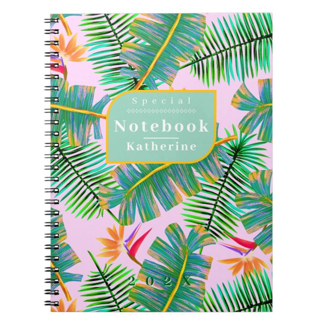Carnet Paradis de palmier rose (Devant)