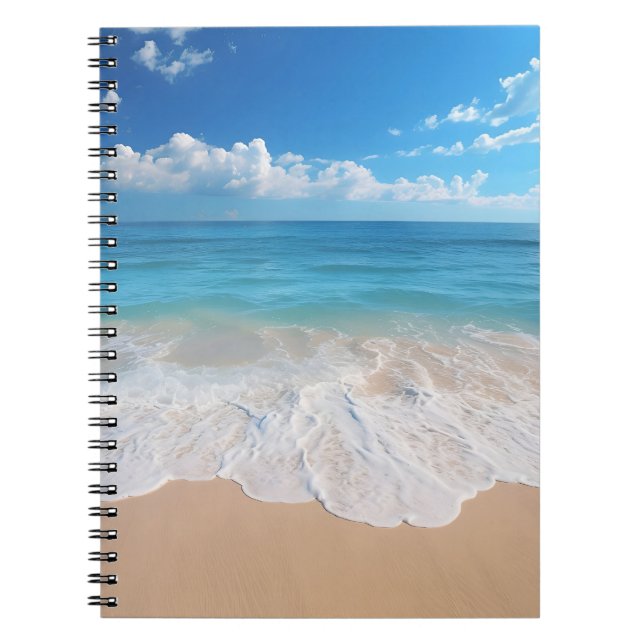 Carnet Paradis plage vagues scène océan île de sable (Devant)