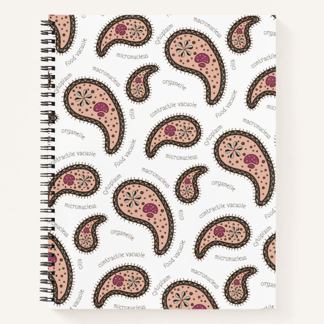 Carnet Paramecia Paisley Biologie personnalisable blanc (Devant)