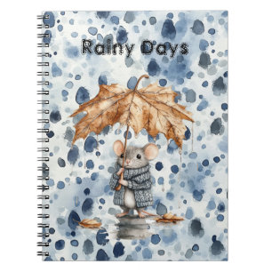 Carnet Parapluie Feuille Souris Bleue Jours Pluvieux
