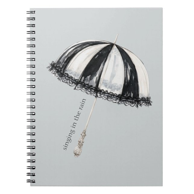 Carnet Parapluie noir blanc Pluie (Devant)