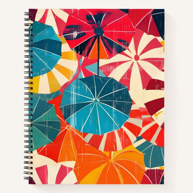 Carnet Parapluie Rétro Jour de Pluie Pop Art (Devant)