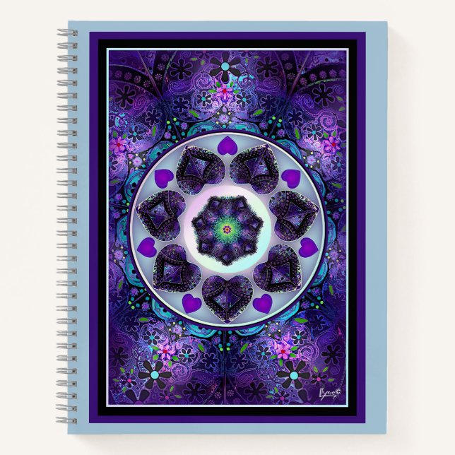 Carnet Parapluie violet & coeurs .7 (Devant)